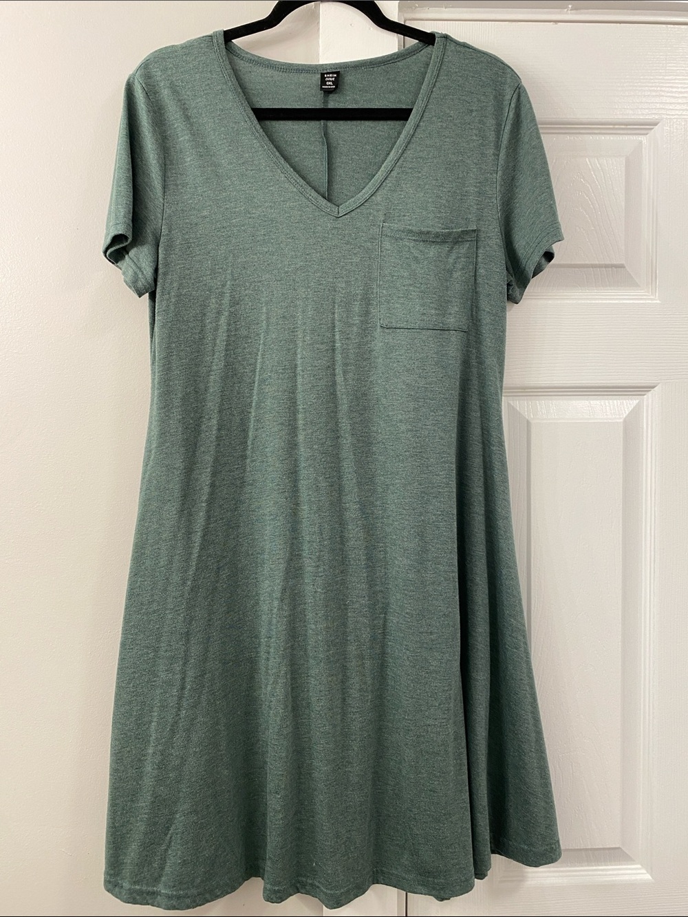 SHEIN - XL Green V Neck T Shirt Dress Tunic Pocket Casual